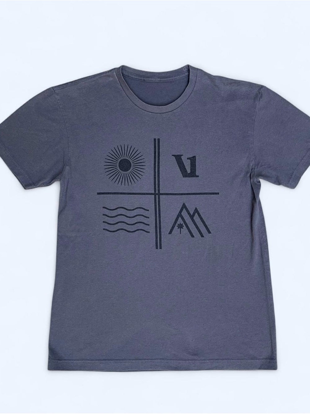 Vuori gray print graphic tee streetwear beachwear outdoor gym S